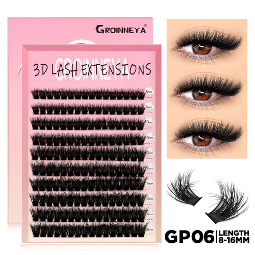 GROINNEYA Lashes Cluster DIY Lash Extension Mixed Tray Clusters