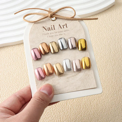 6pc Gold Metallic Mirror Glitter Nail Art Dust Rose Gold Silver Powder