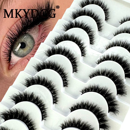 MKYDCG New 10 pairs 3D Mink Lashes Faux Mink Fluffy Lash Soft Full