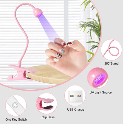 Nail LED UV Lamp for Drying Gel Nails Polish Clip-On Flexible Desk