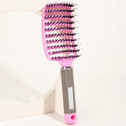Hair Brush Scalp Massage Comb Hairbrush Boar Bristle Nylon Women Wet