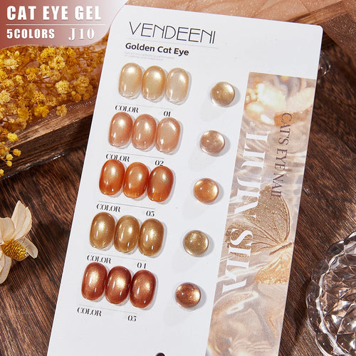 Vendeeni 5 Colors/Set Crystal Cat Eye Gel Nail Polish Semi Permanent