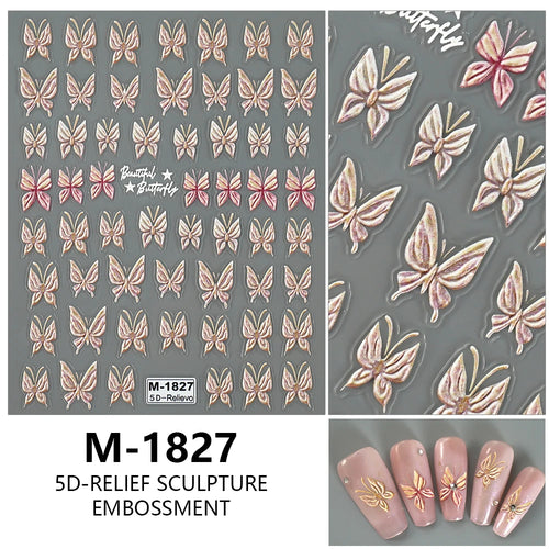 5D Nail Art Stickers Love Hearts Stars French Nail Art Design