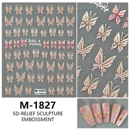 5D Nail Art Stickers Love Hearts Stars French Nail Art Design