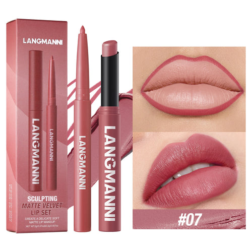 Integrated waterproof lipliner+lipstick lipstick lipstick set,no