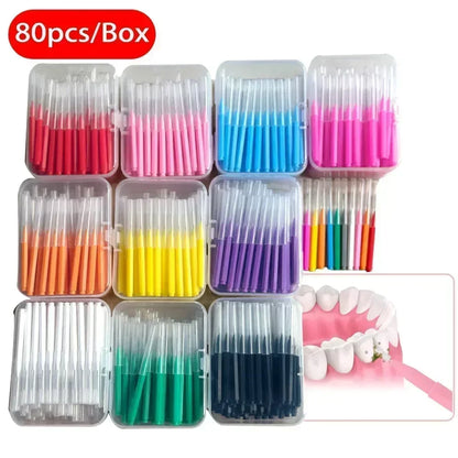 80Pcs/Box I-type Interdental Brush 0.6-1.5Mm Cleaning Between Teeth