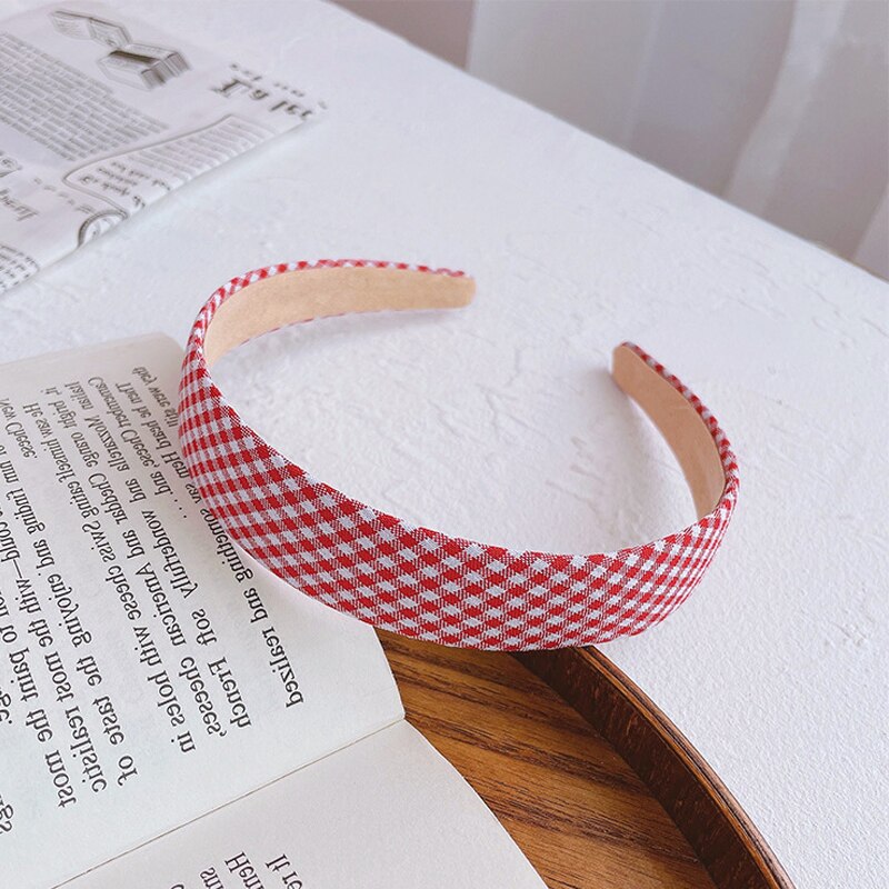 Aveuri Korea Style Retro Headband Women Simple Cloth Fabric Hair Band Floral Lattice Hairbins For Ladies Girl Headwear Hair Accessories