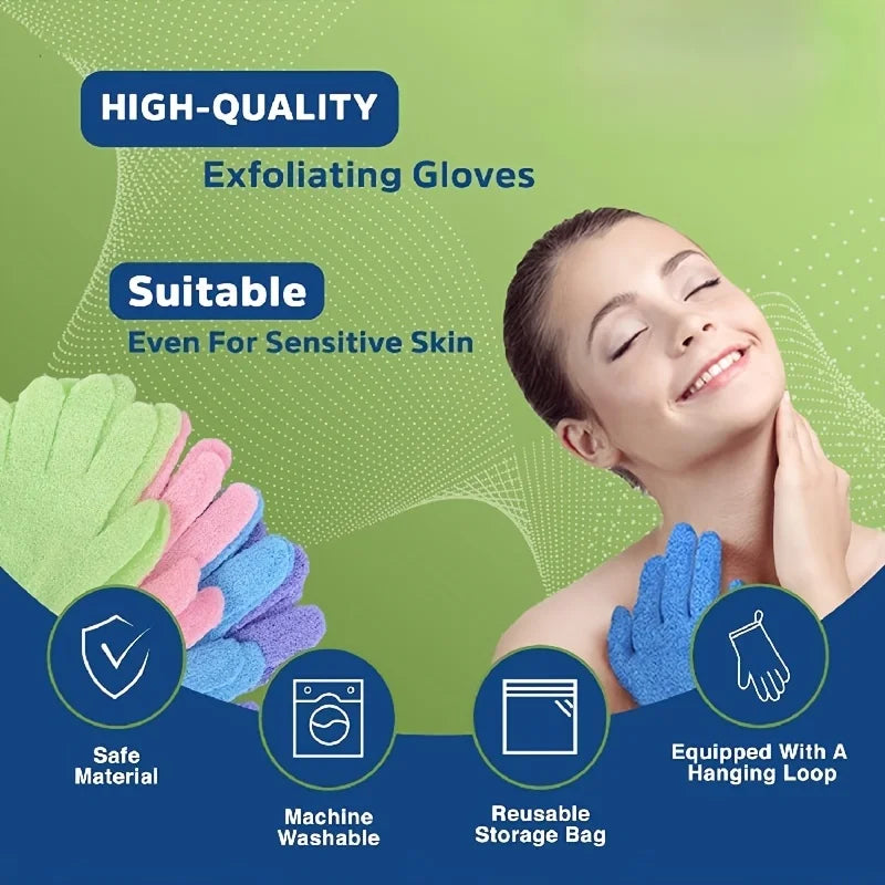 1-10pcs Colourful Exfoliating Gloves, Bath Gloves For Shower, Double