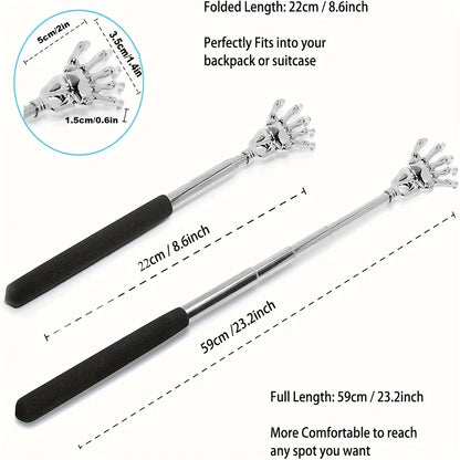 silvery Telescopic Back Scratcher,  Portable Extendable Stainless