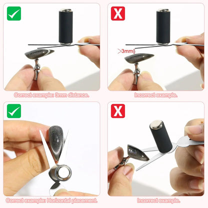 2 in 1 Cat Eye Nail Magnet Set Scissor-shaped Nail Magnet Tool for