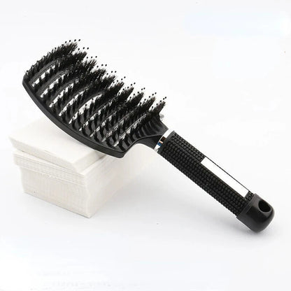 Hair Brush Scalp Massage Comb Hairbrush Boar Bristle Nylon Women Wet