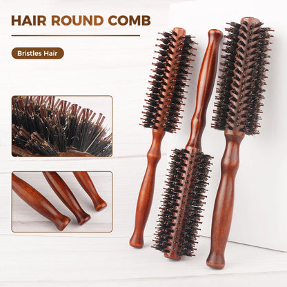 12 Style Wood Handle Round Rolling Brush Straight Twill Hair Comb Boar