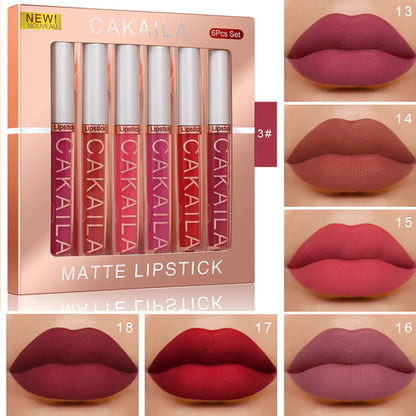CAKAILA 6-Color Lip Gloss Lipstick Set Liquid Matte Velvet Matte