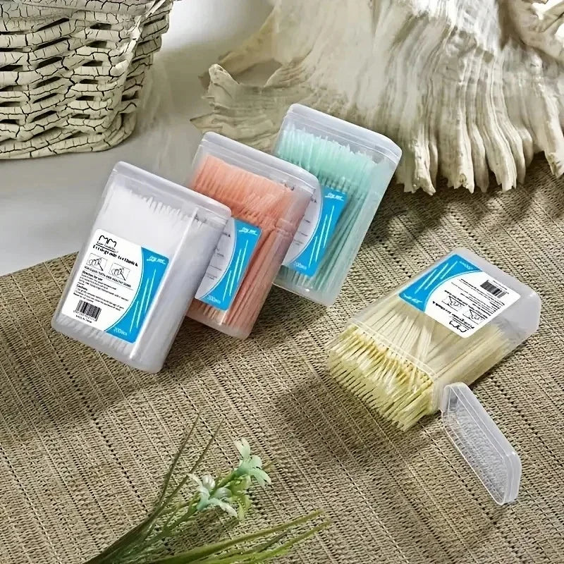 200 pcs /box Double-ended Disposable Dental Floss Toothbrush Toothpick