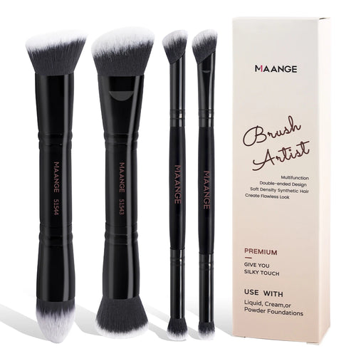 MAANGE 4pcs Basic Makeup Brushes Set With Box Dual-ended Foundations