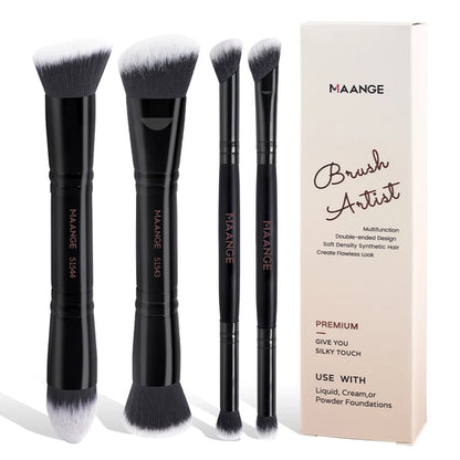 MAANGE 4pcs Basic Makeup Brushes Set With Box Dual-ended Foundations