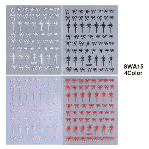 4/8pcs Bowknot Ribbon Nail Stickers Mini Kawaii Lace Bow Tie Design