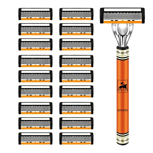 6-layer razor blade, men's stainless steel blade, classic water washed