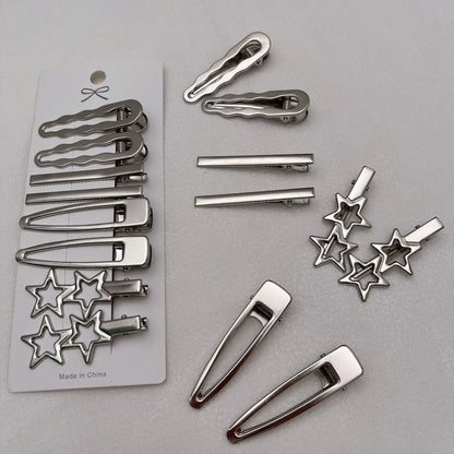 Sliver Metal Hair Clips Women Girls Y2K Duckbill Hairpin Personality
