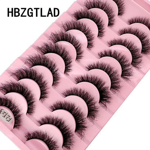 10 Pairs Faux Mink Eyelashes Handmade False Eyelashes Natural Nude