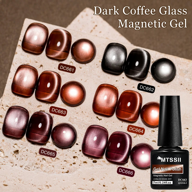 7ml Dark Coffee Glass Magnetic Gel Nail Polish Gentle Moonlight Gel