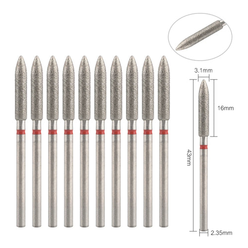 10Pcs Diamond Milling Cutter For Manicure Electric Nail Drill Bits