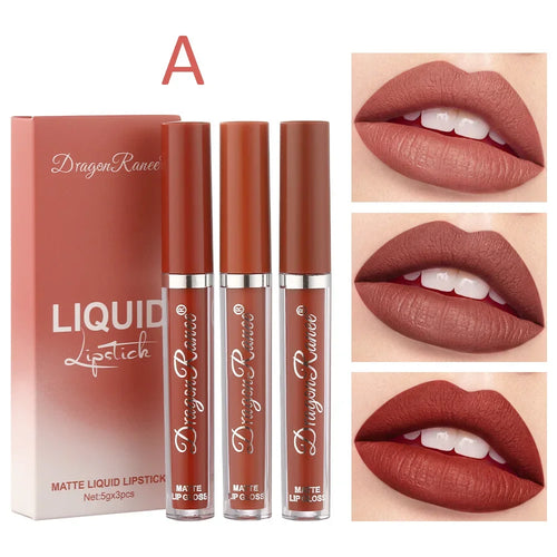 3 PCS Liquid Lipsticks Set Long Lasting Make Up For Women Korean