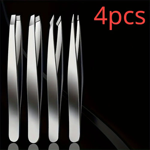 4pcs Set Professional Eyebrow Hair Removal Splinter Tweezers Set