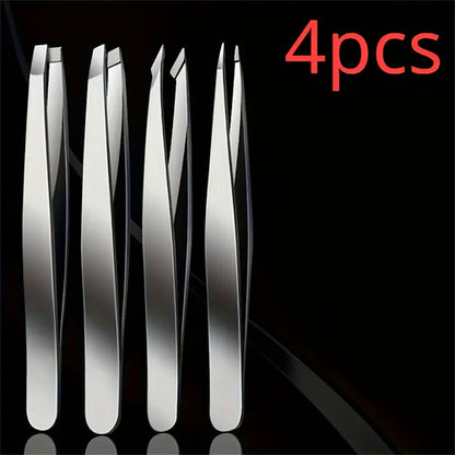 4pcs Set Professional Eyebrow Hair Removal Splinter Tweezers Set
