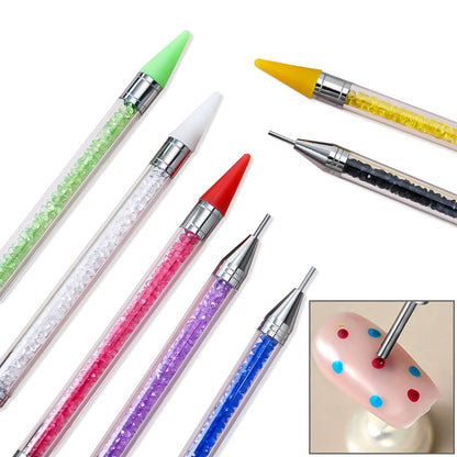 1Pcs Double Head Nail Art Dotting Pen Picking Up Rhinestones Gems Wax
