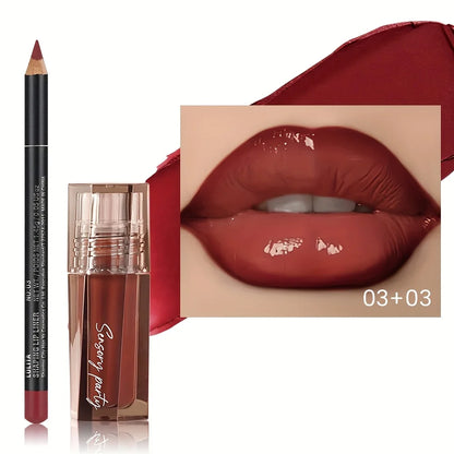 Hydrating Lip Gloss + Lip Liner Kit, 3D Precision Lip Contour, Plump