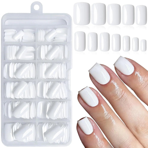 120pcs -box Almond  White French Fake nails for Stylish Women & Girls,