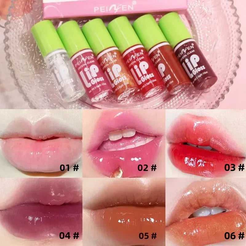 6 Pieces Glass Mirror Lip Gloss Set Hydrating Lightweight Lip Balm
