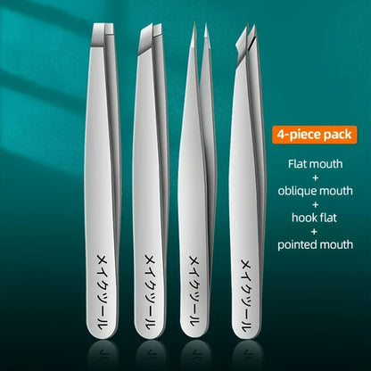 4pcs Set Professional Eyebrow Hair Removal Splinter Tweezers Set