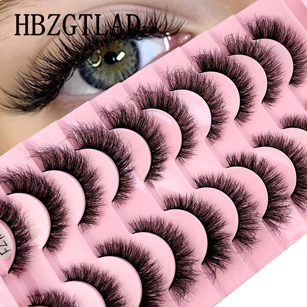 10 Pairs Faux Mink Eyelashes Handmade False Eyelashes Natural Nude