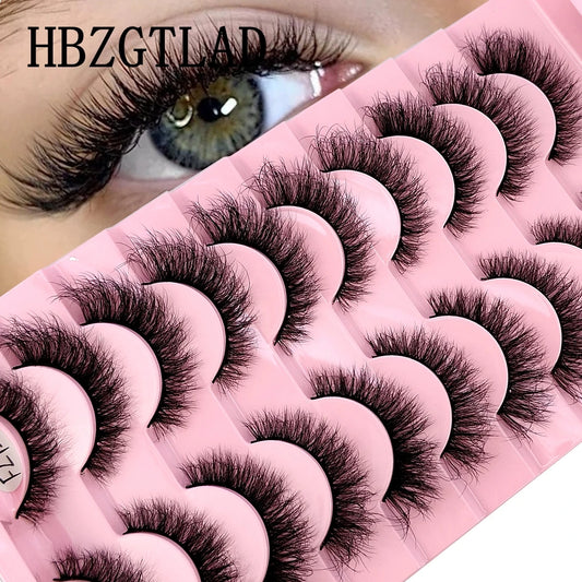 10 Pairs Faux Mink Eyelashes Handmade False Eyelashes Natural Nude