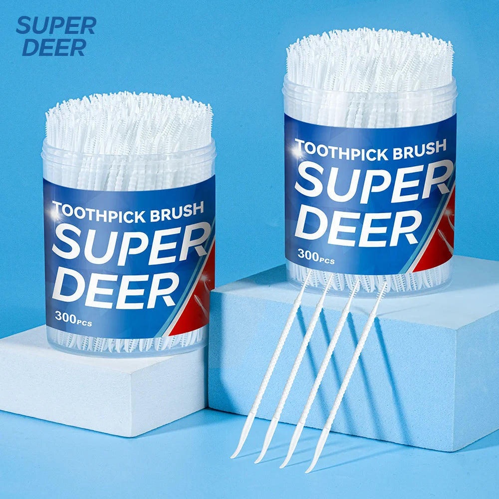 300 PCs Boxed Toothpick Brush Plastic Toothpick Disposable Household