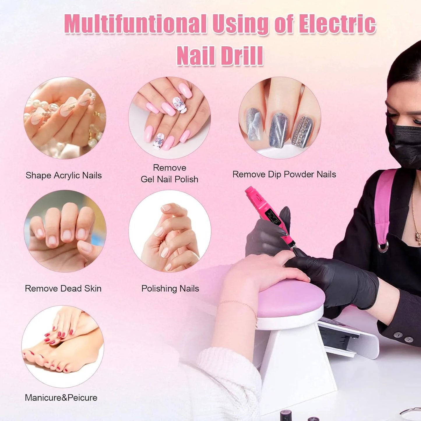 Electric Nail Sander Set Nail Drill Machine Grinding Equipment Milling