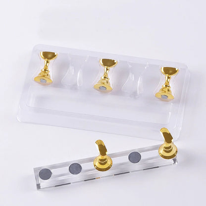 5pcs/Set Magnetic Nail Holder False Nail Tip Practice Stand Crystal
