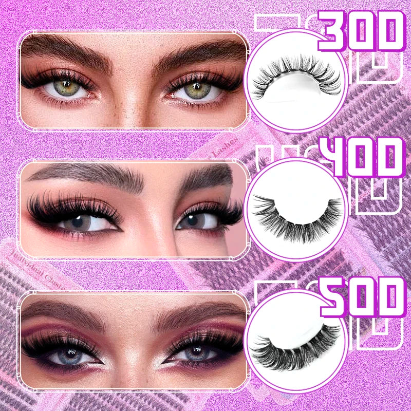Lash Extension Kit Lash Clusters D Curl Individual Lashes Kit with