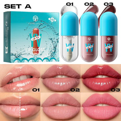 Mini Velvet Matte Lip Gloss Set, 3pc/4pcs Non-Fading, Non-Stick Cup,