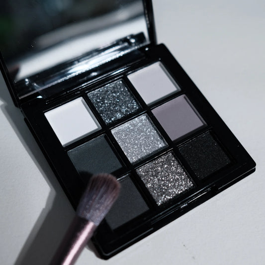 9 Colors Eye shadow Palette, Dark Black Grey Silvery Color Shimmer