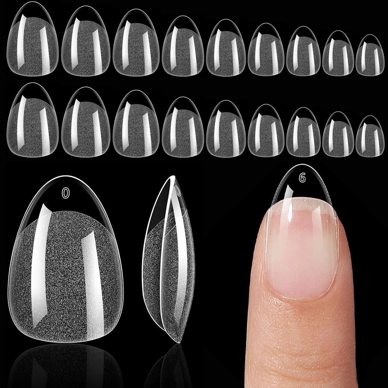 240Pcs/Box Half Matte XXS Almond Nail Tips Full Cover Soft Gel False