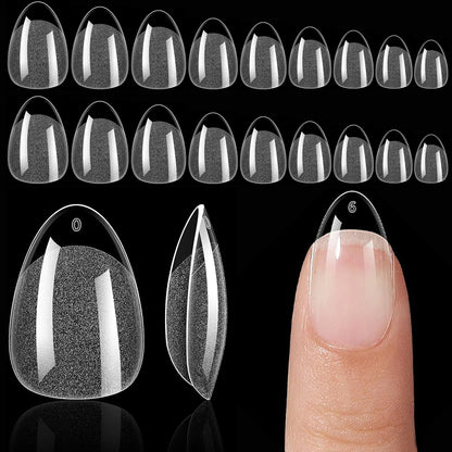240Pcs/Box Half Matte XXS Almond Nail Tips Full Cover Soft Gel False