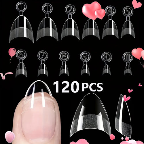 120/240 pcs Half Cover Almond Fake Nails Half Matte Pre Buff Acrylic