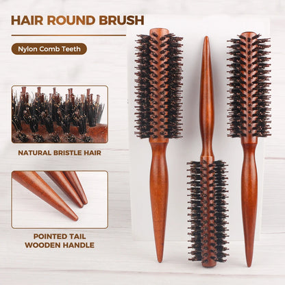12 Style Wood Handle Round Rolling Brush Straight Twill Hair Comb Boar