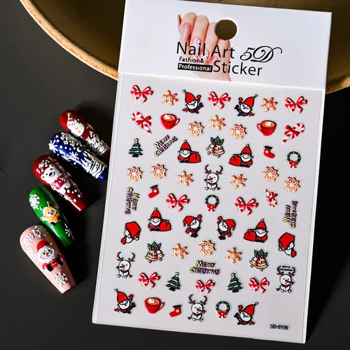 Winter Christmas Atmosphere Nail Stickers Snowman Snowflake Wapiti