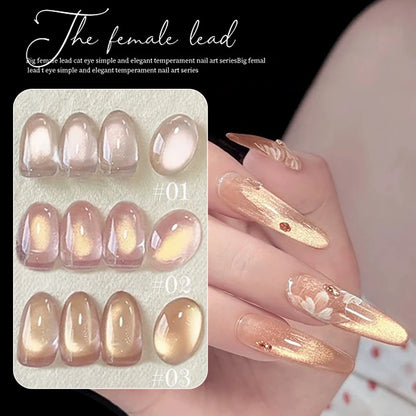 SHAKA 1-16pcs Flash Pure Lust Golden Light Heroine Cat Eye Gel Nail
