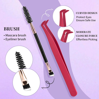ISEEN DIY Eyelash Extension Kit Cluster Mix Eyelashes Full Set Lashes