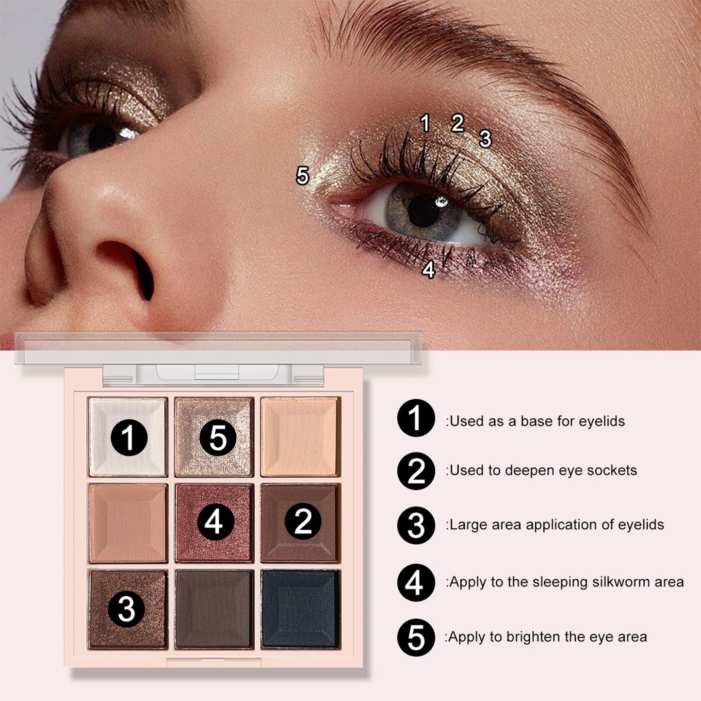 JUJU DREAM 9-Color Eyeshadow Palette, Matte & Shimmer Finish, Soft